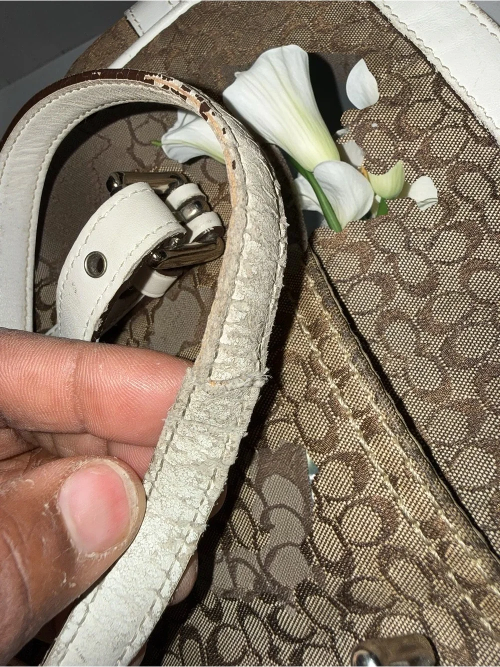 Coach 2007 Khaki and Chalk Signature Canvas Tote with Leather Trim - Picture 14 of 14